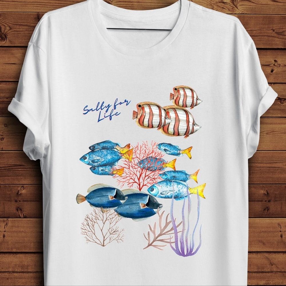 Salty for Life "School of Fish" Short Sleeve Unisex Tee